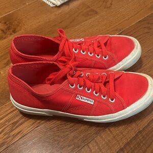 Superga Vibrant Red Lace-Up Sneakers